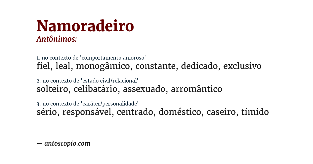 Antônimo de namoradeiro