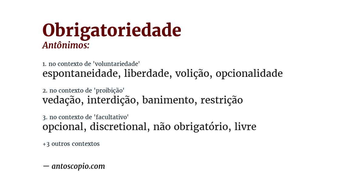 Antônimo de obrigatoriedade