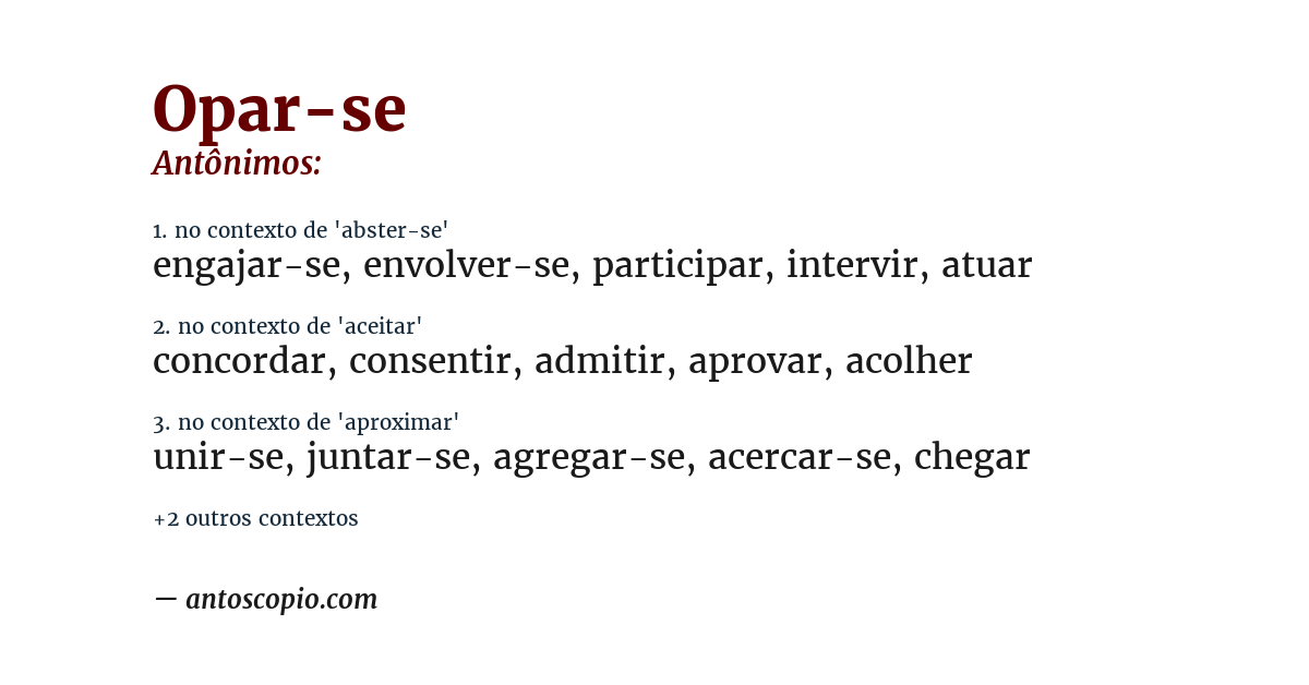 Antônimo de opar-se