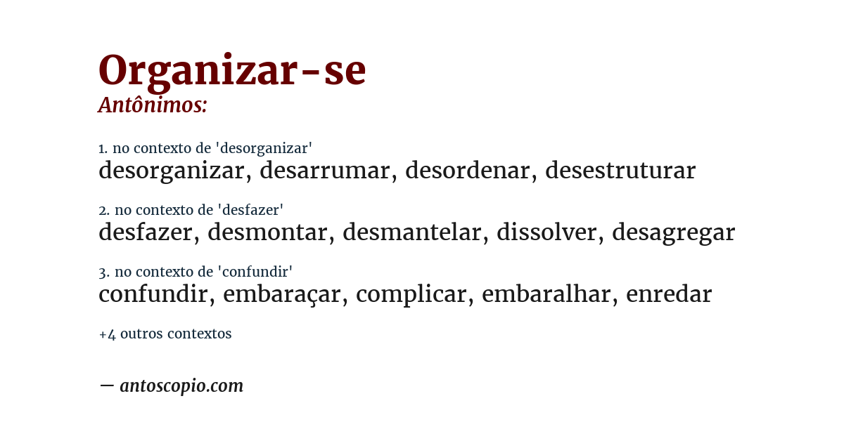 Antônimo de organizar-se