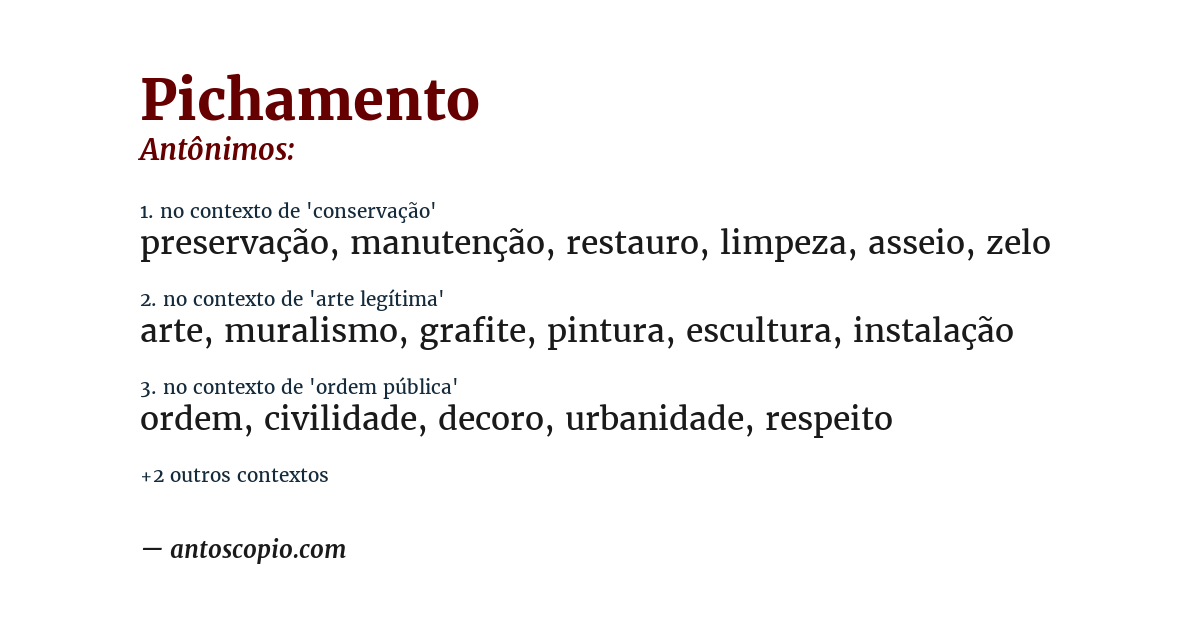 Antônimo de pichamento