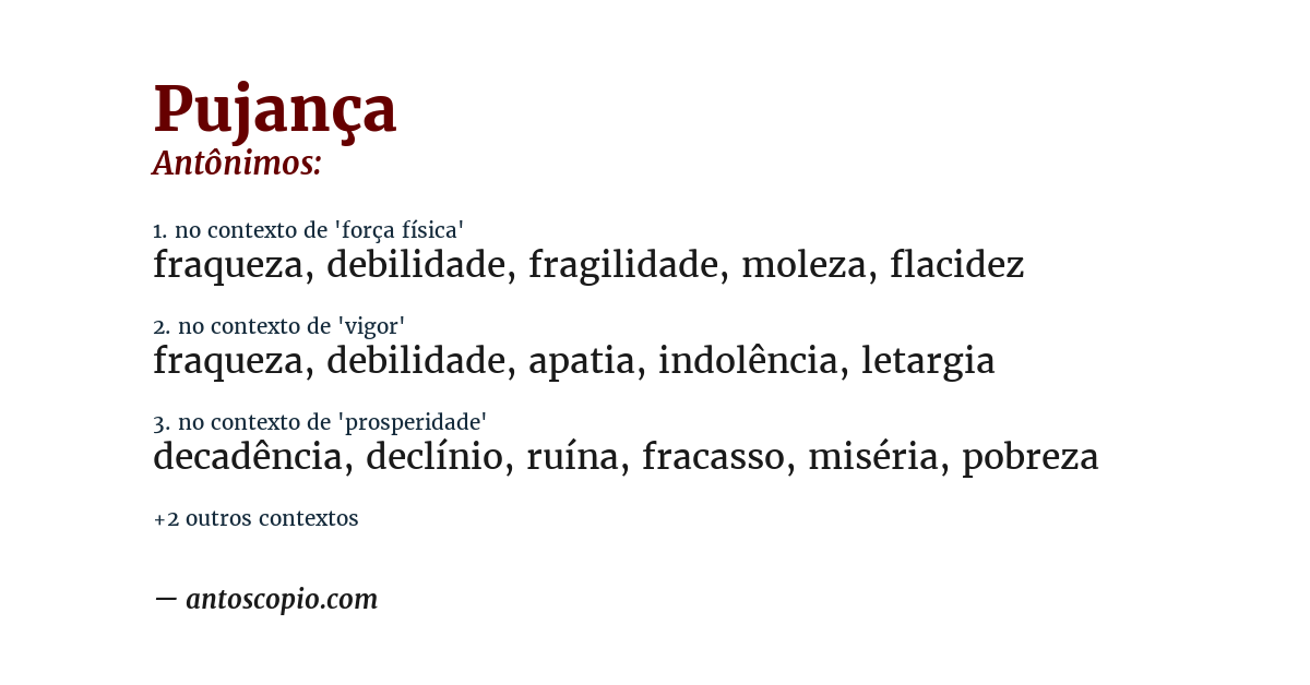 Antônimo de pujança
