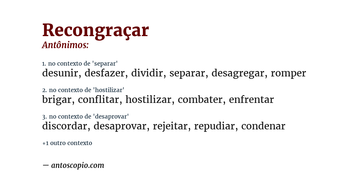 Antônimo de recongraçar