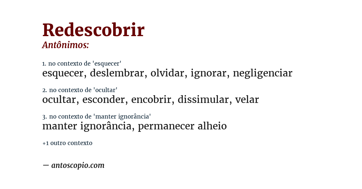 Antônimo de redescobrir