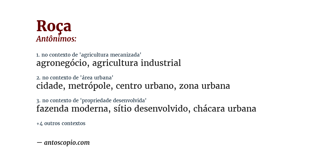 Antônimo de roça