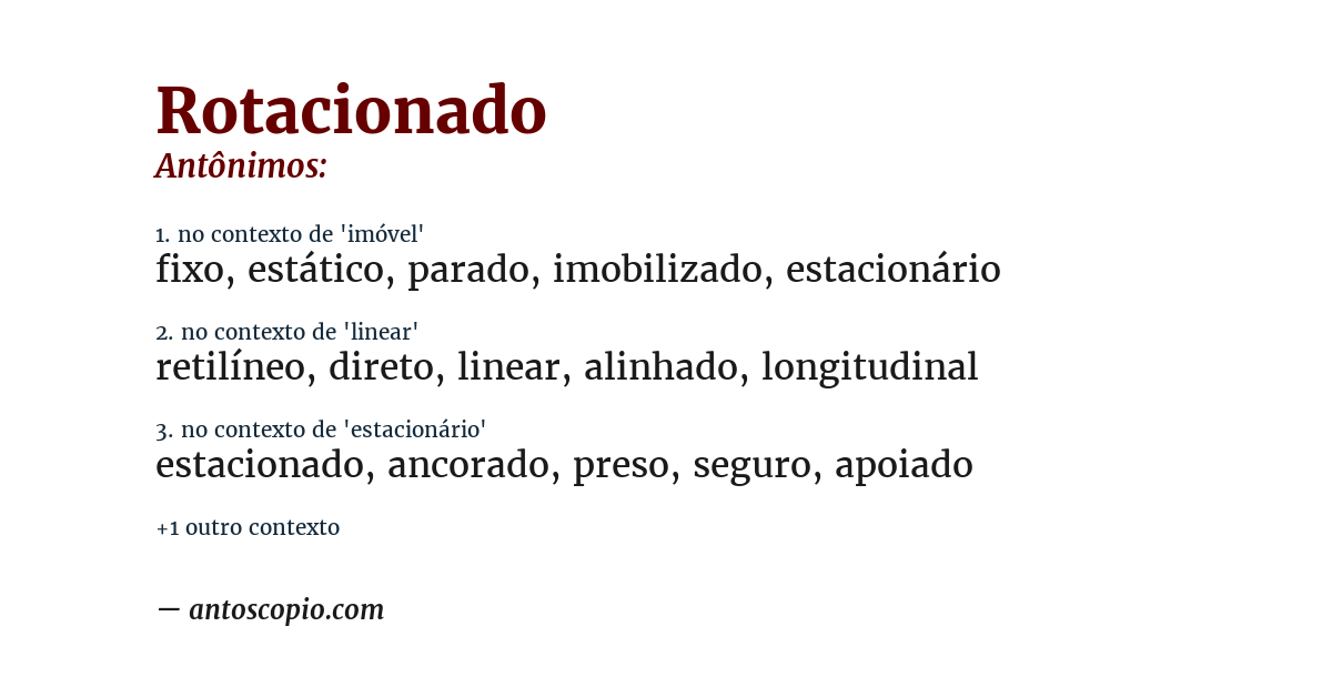 Antônimo de rotacionado