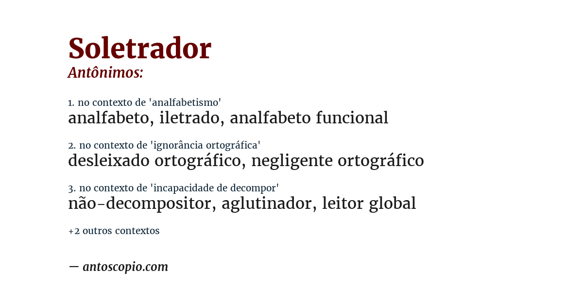 Antônimo de soletrador