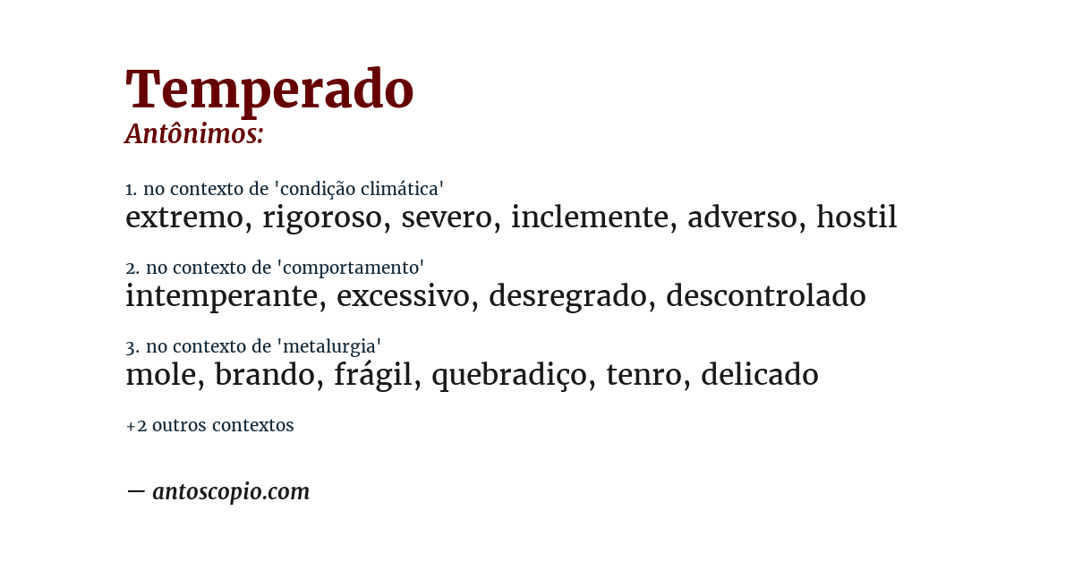 Antônimo de temperado