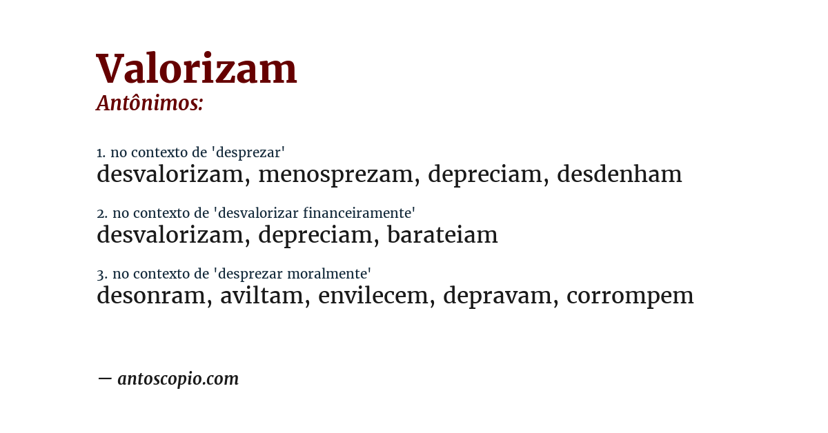 Antônimo de valorizam