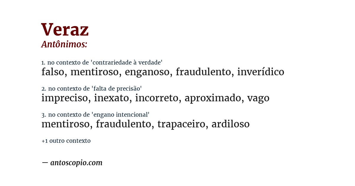 Antônimo de veraz