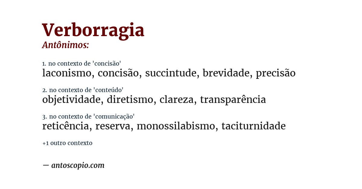 Antônimo de verborragia