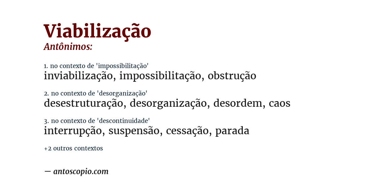 Antônimo de viabilização