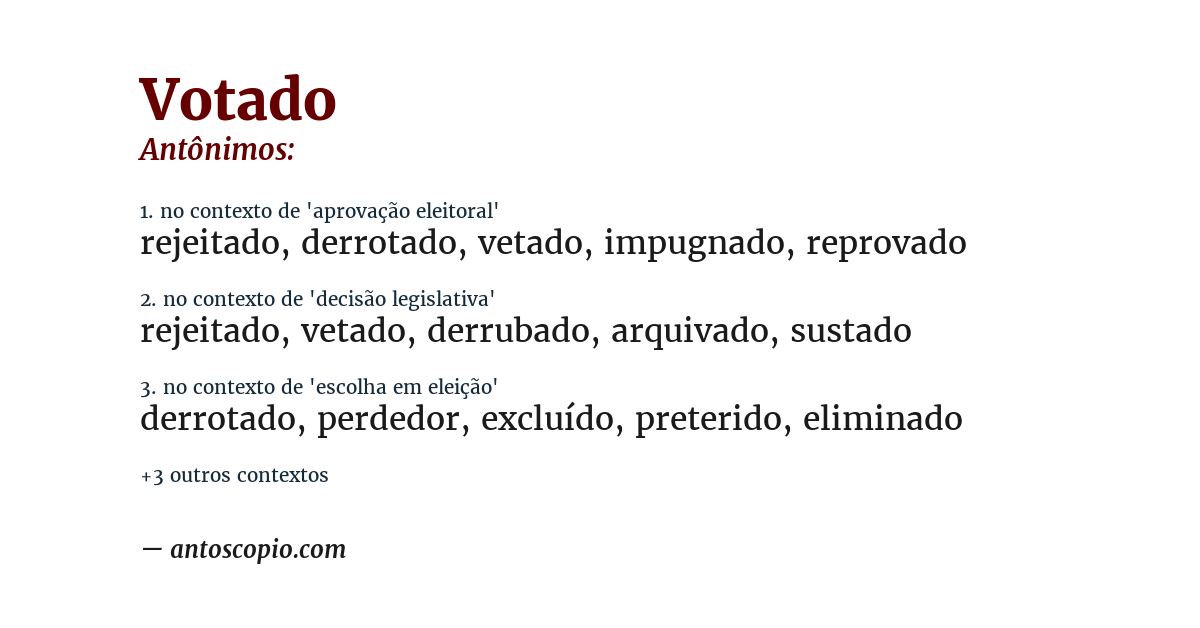 Antônimo de votado