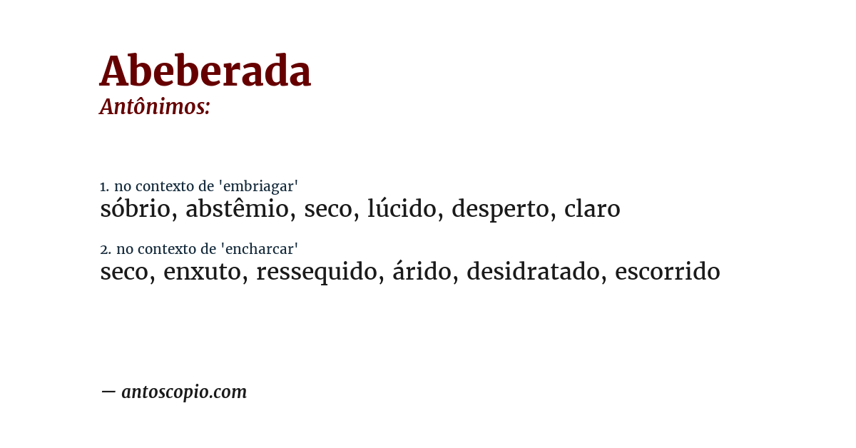 Antônimo de abeberada