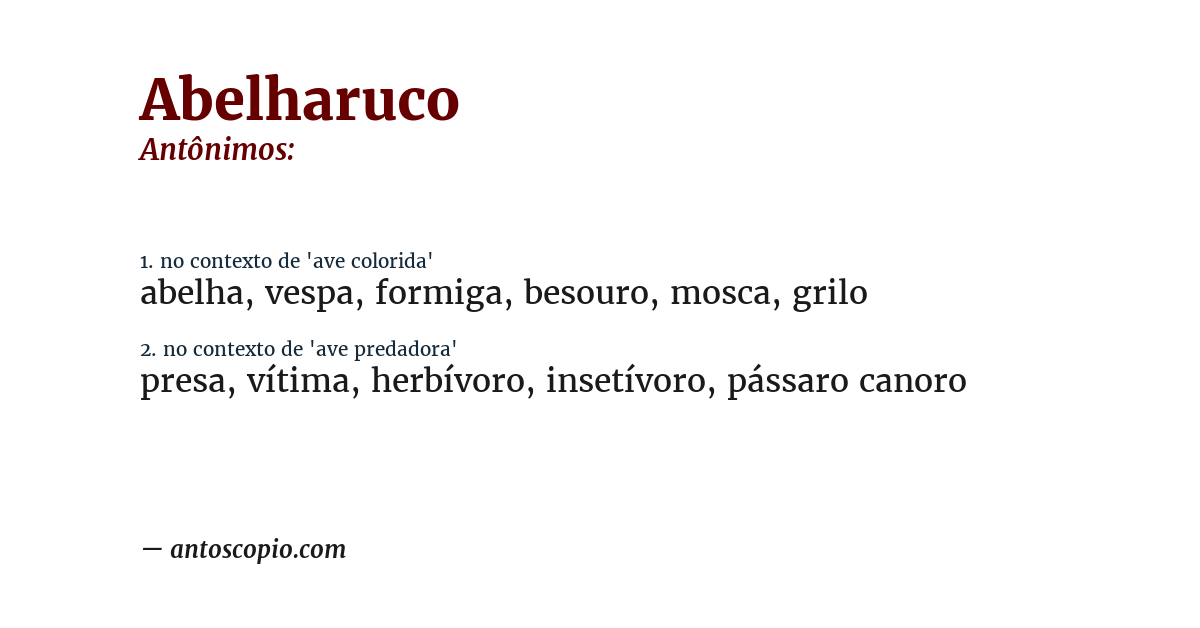 Antônimo de abelharuco