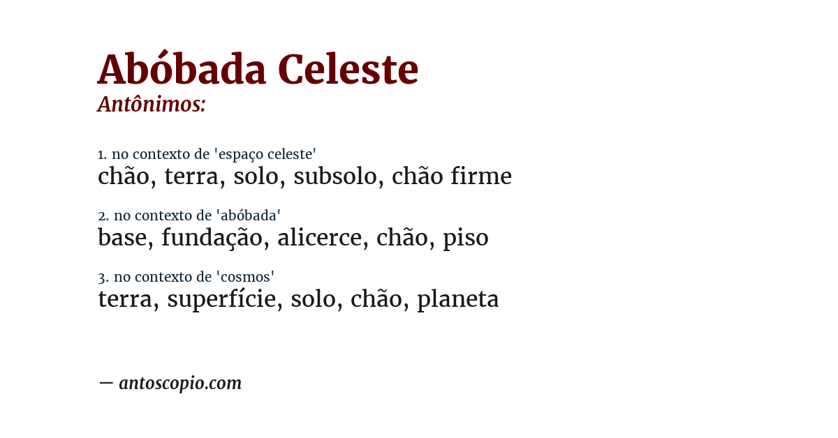 Antônimo de abóbada celeste