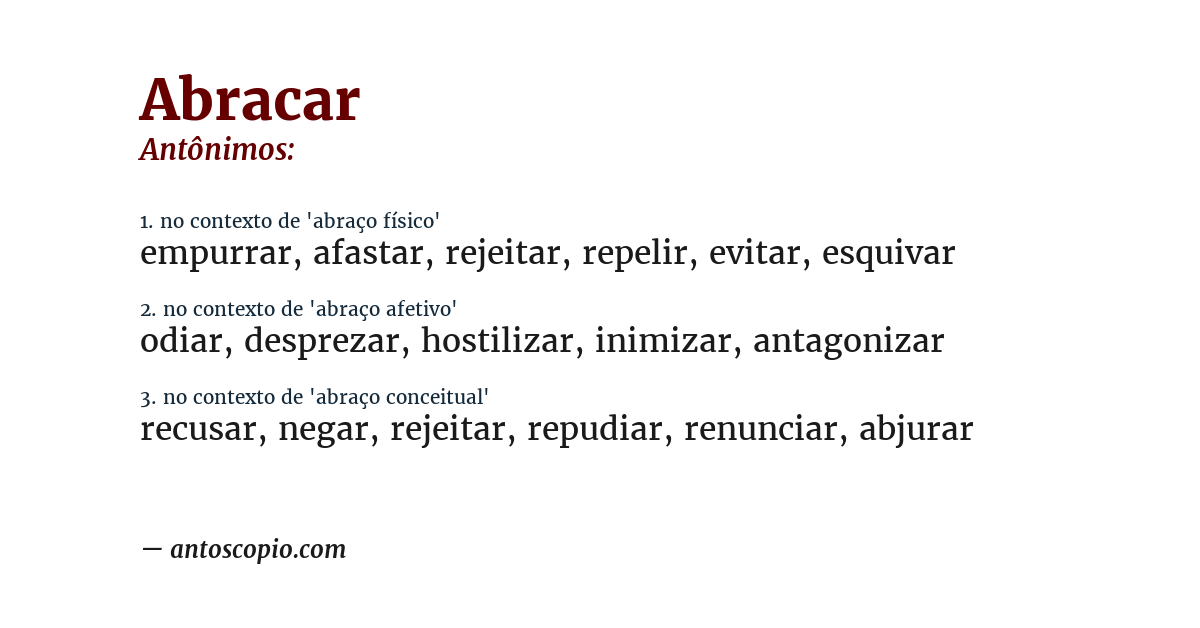 Antônimo de abracar