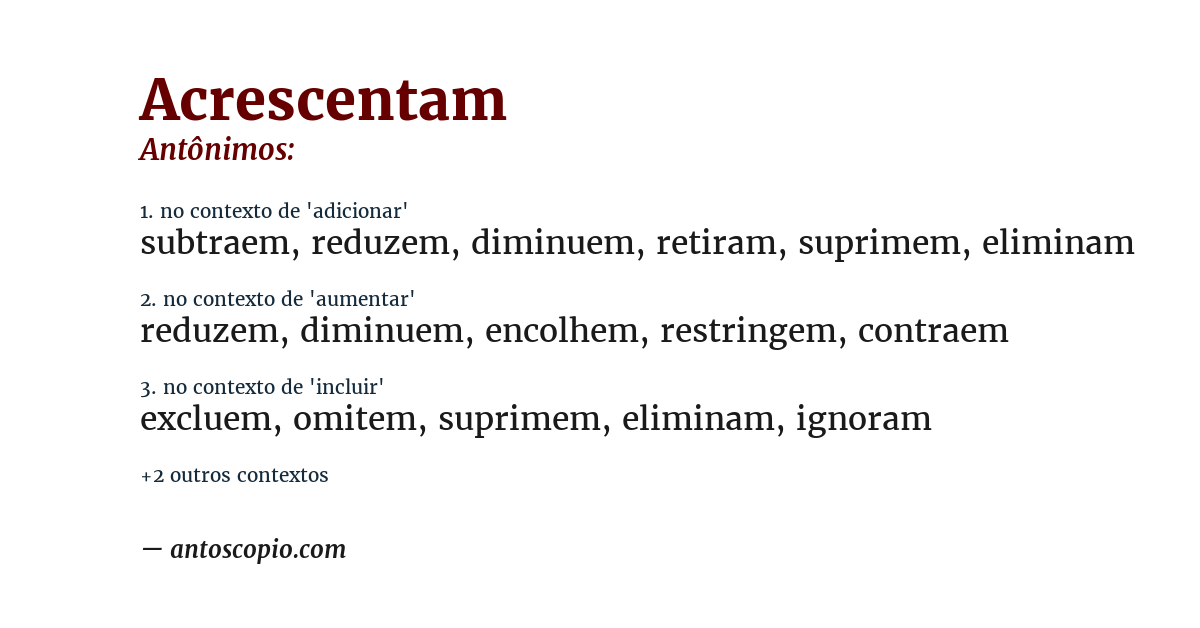 Antônimo de acrescentam