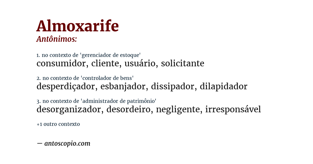 Antônimo de almoxarife