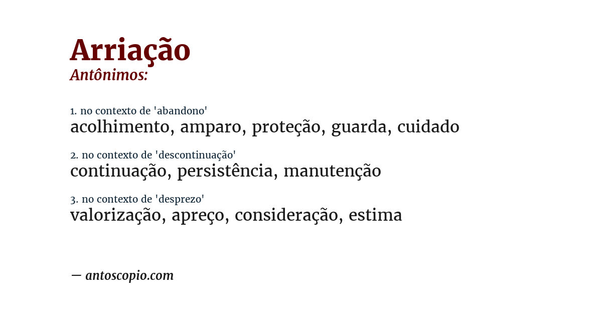 Antônimo de arriação