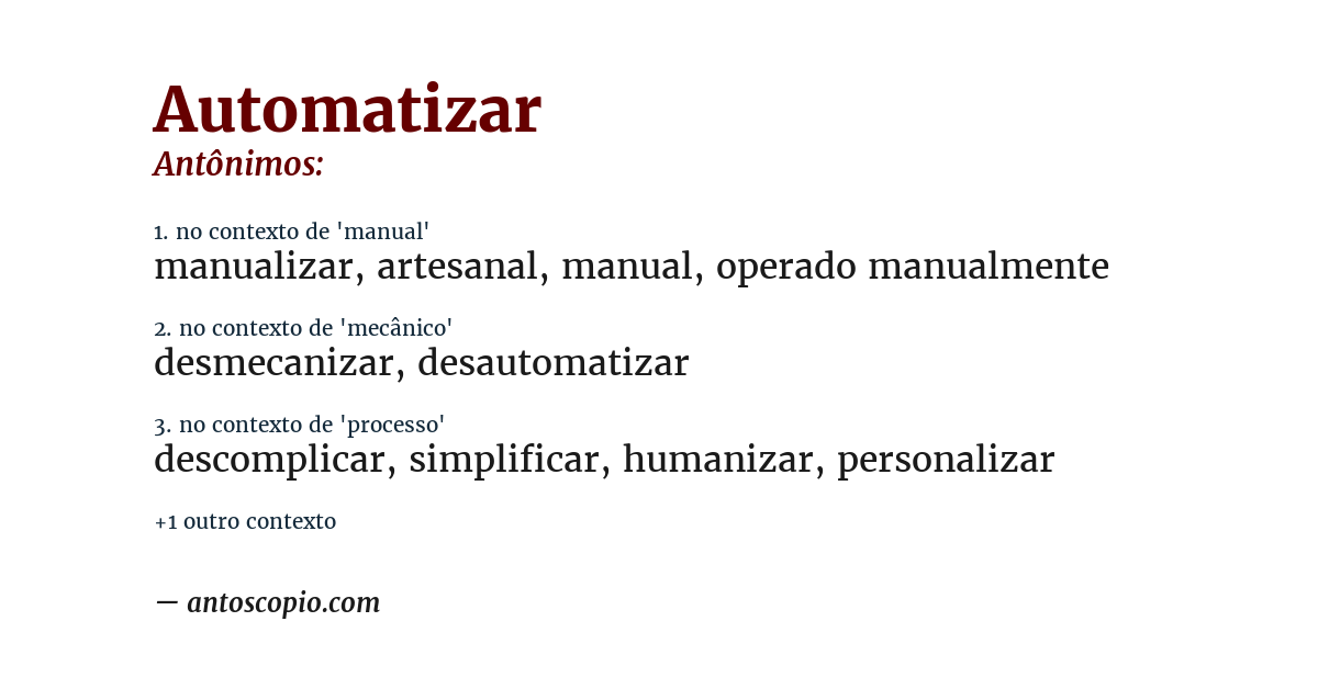 Antônimo de automatizar