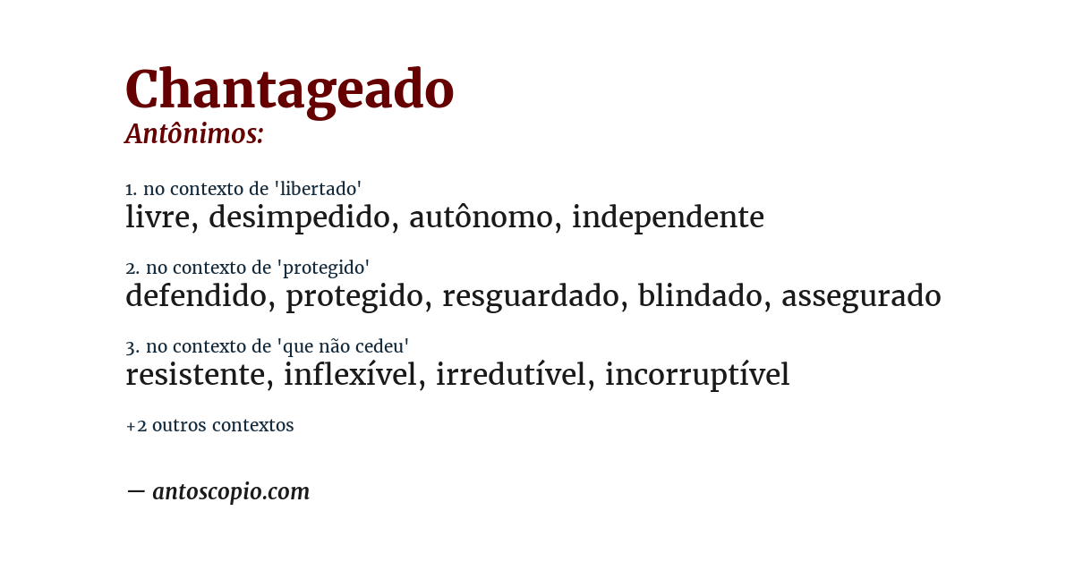 Antônimo de chantageado