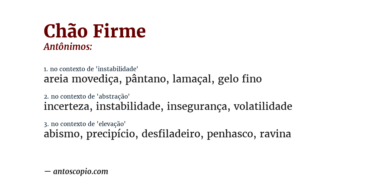Antônimo de chão firme