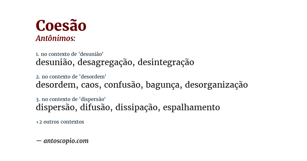 Antônimo de coesão