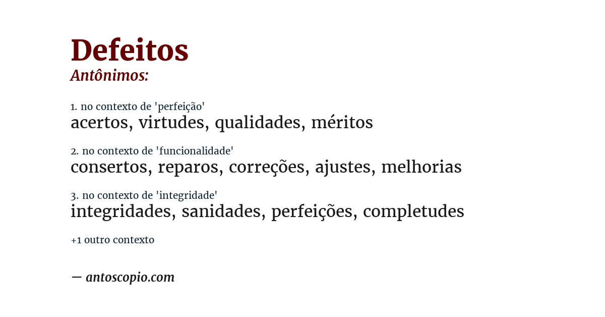 Antônimo de defeitos