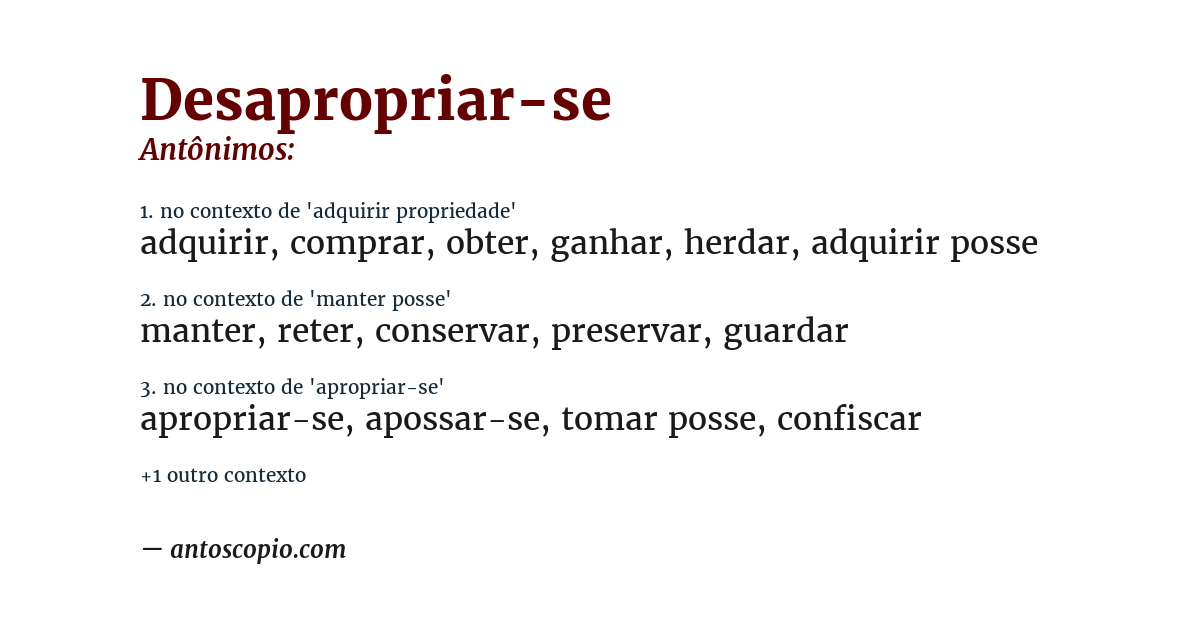 Antônimo de desapropriar-se