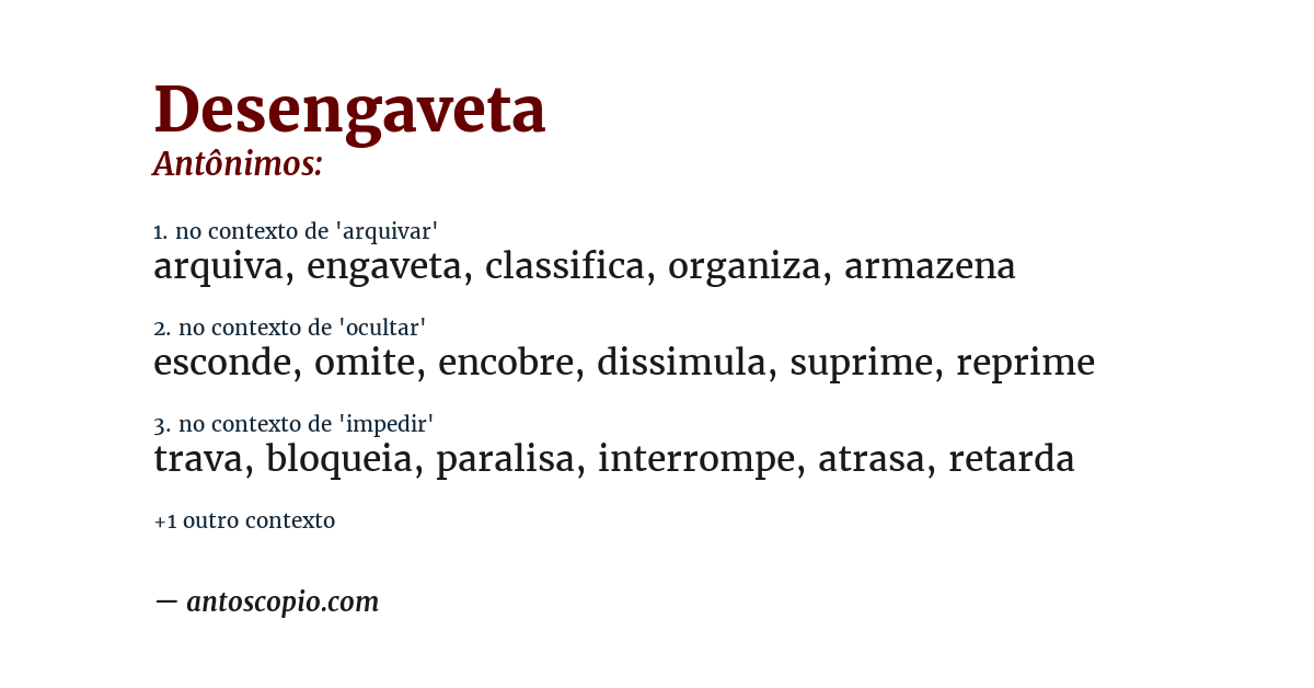 Antônimo de desengaveta
