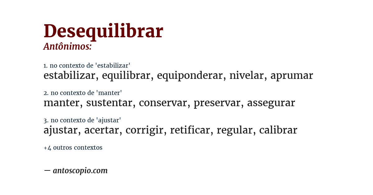 Antônimo de desequilibrar