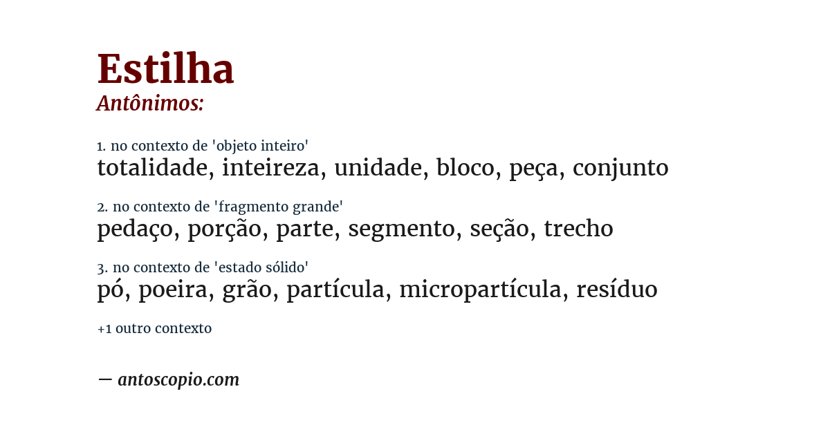 Antônimo de estilha