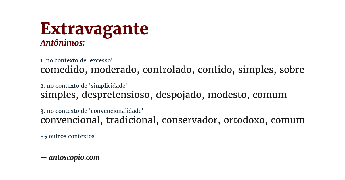 Antônimo de extravagante