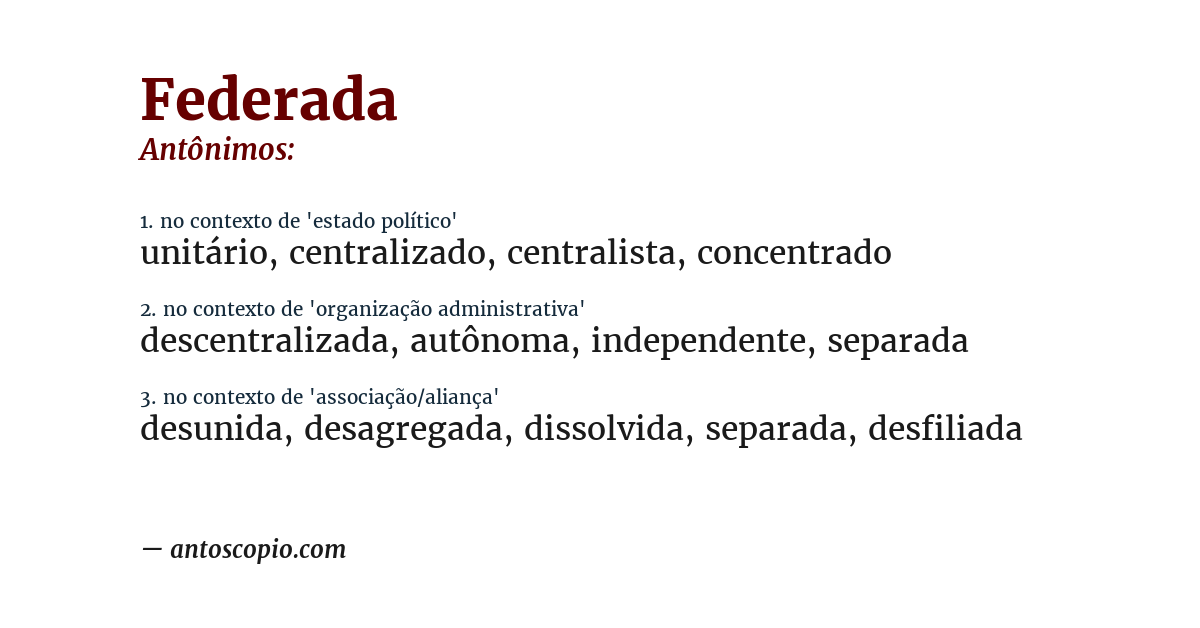 Antônimo de federada