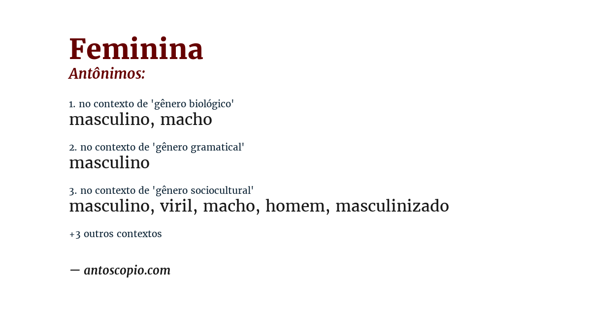 Antônimo de feminina