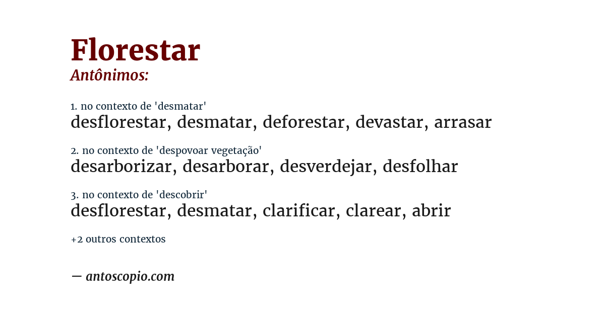 Antônimo de florestar