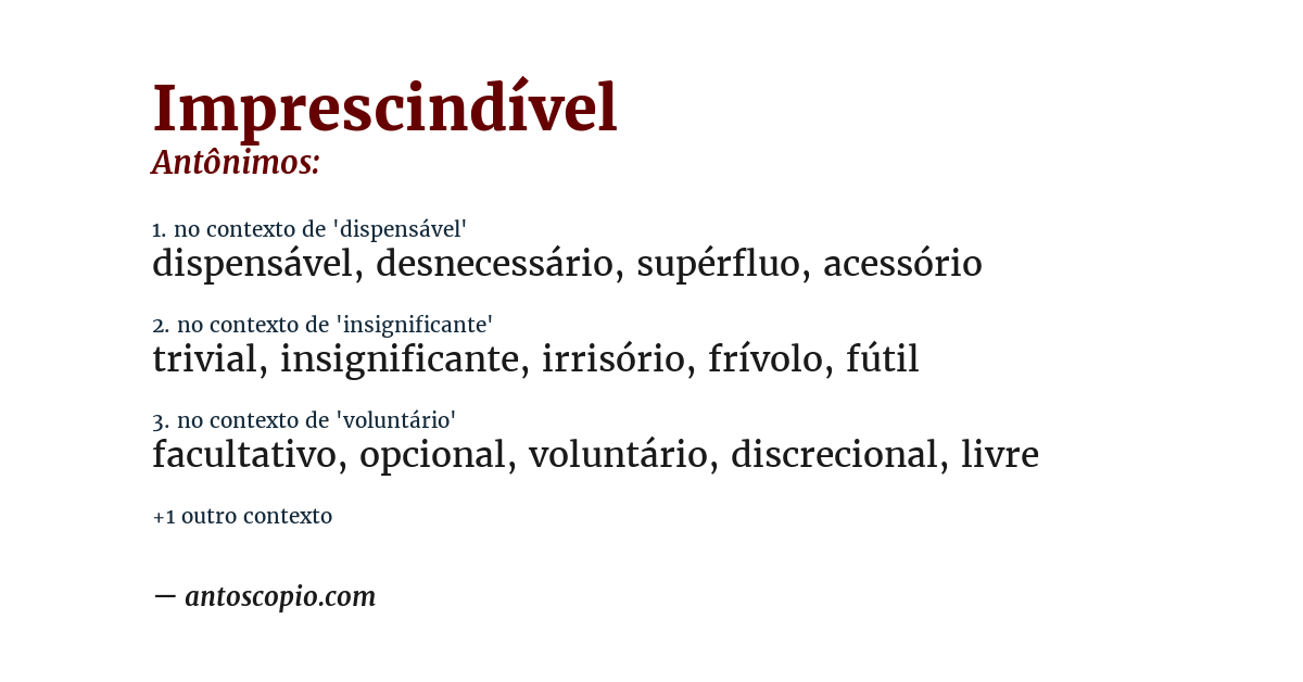 Antônimo de imprescindível