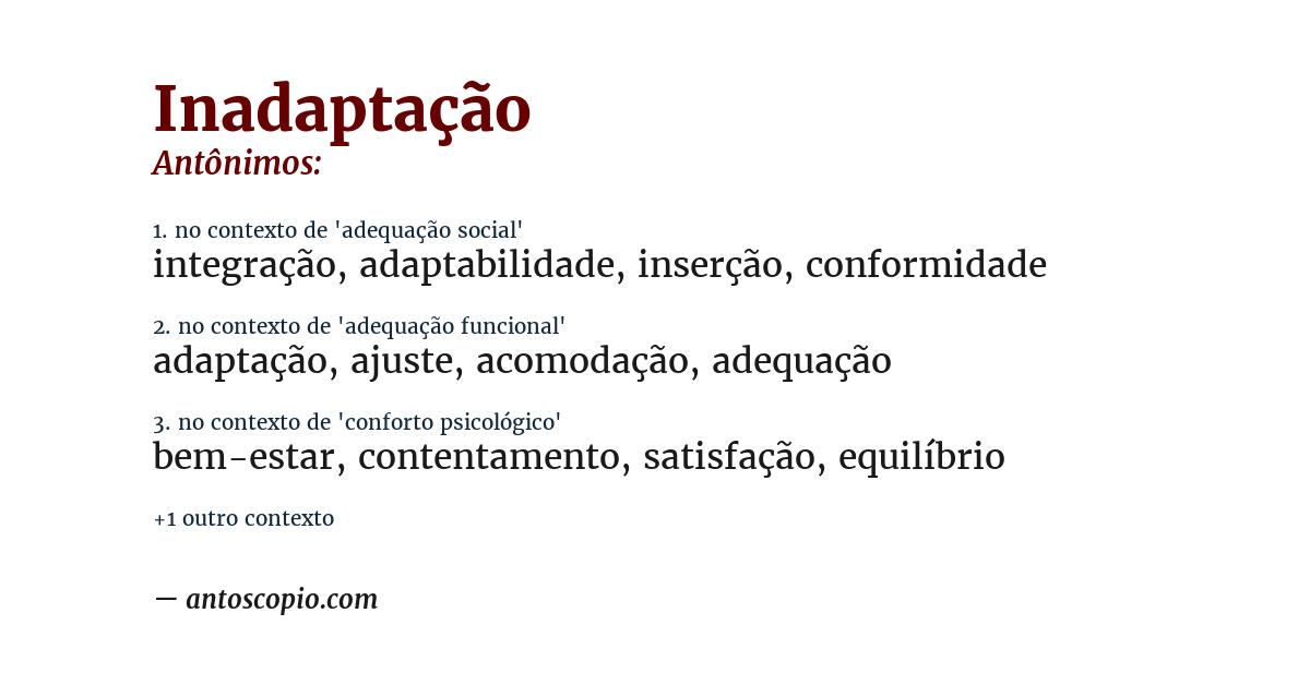 Antônimo de inadaptação