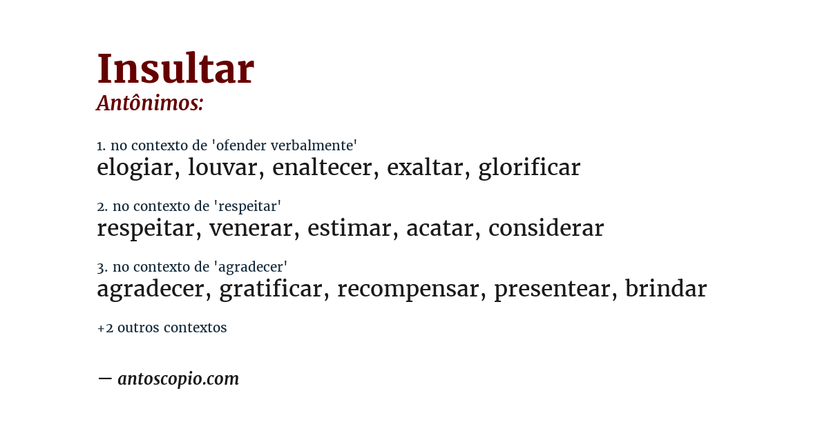 Antônimo de insultar
