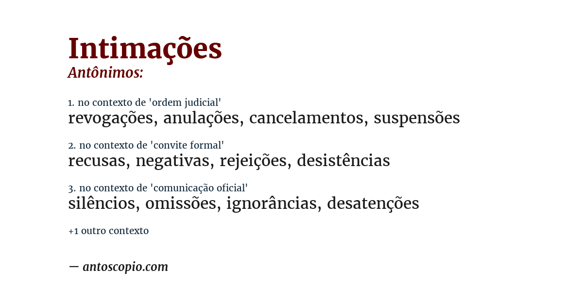 Antônimo de intimações