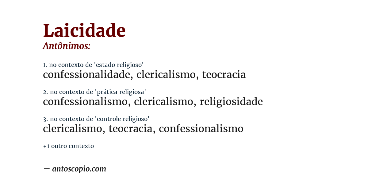 Antônimo de laicidade