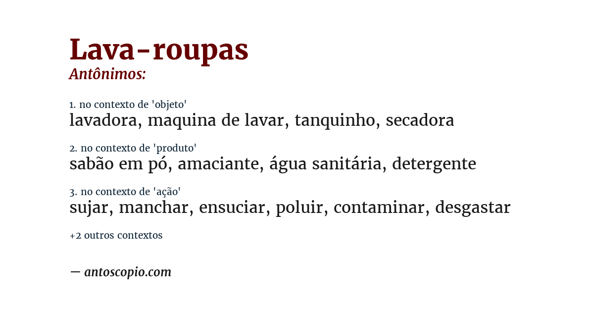 Antônimo de lava-roupas