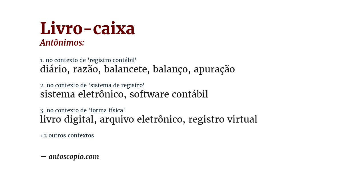 Antônimo de livro-caixa