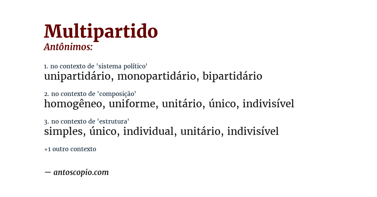 Antônimo de multipartido