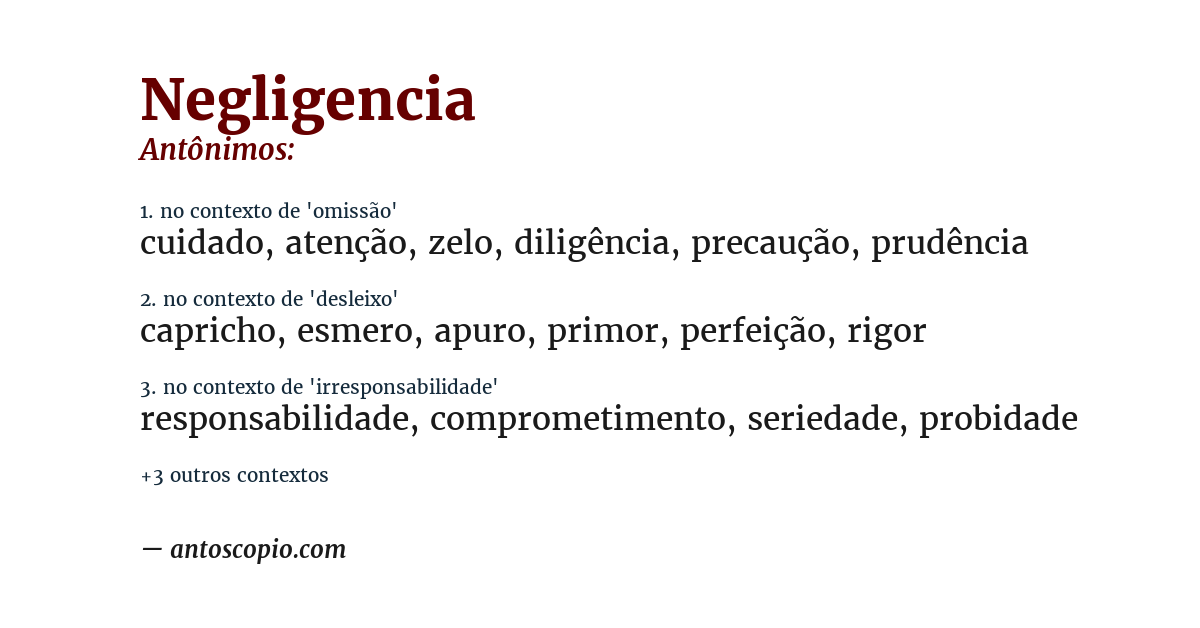 Antônimo de negligencia