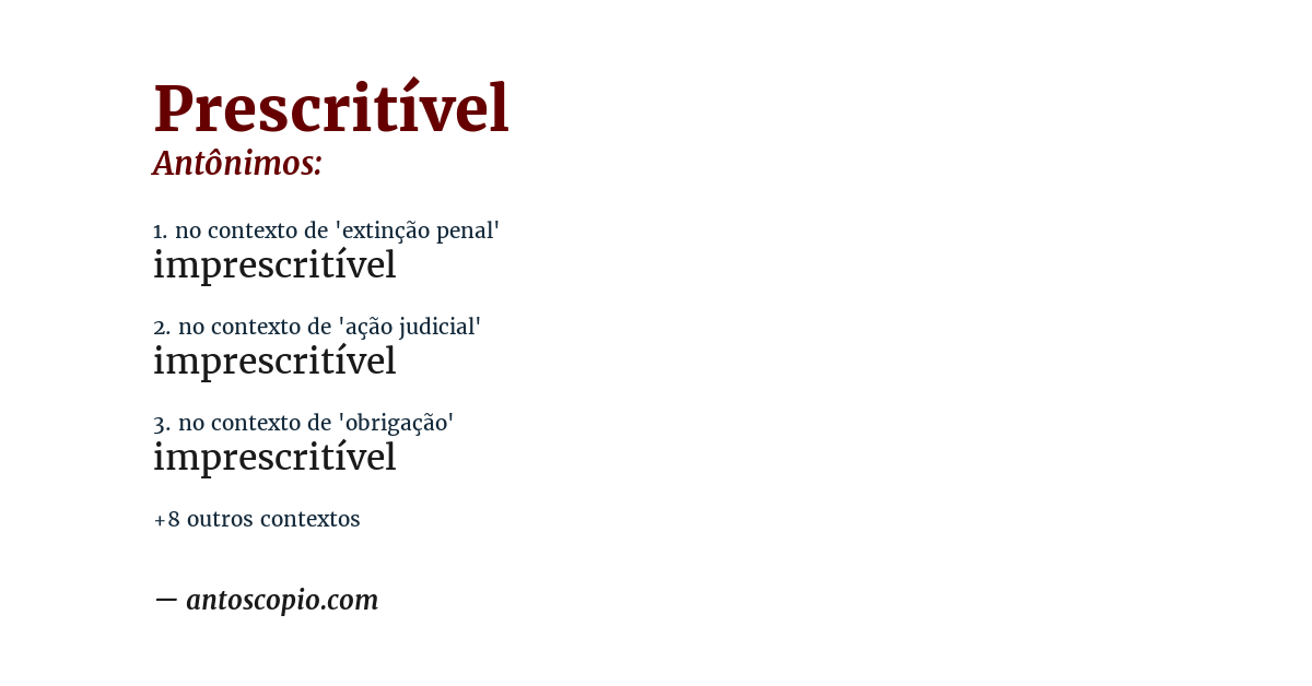 Antônimo de prescritível
