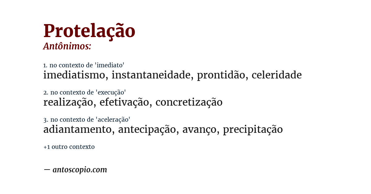 Antônimo de protelação