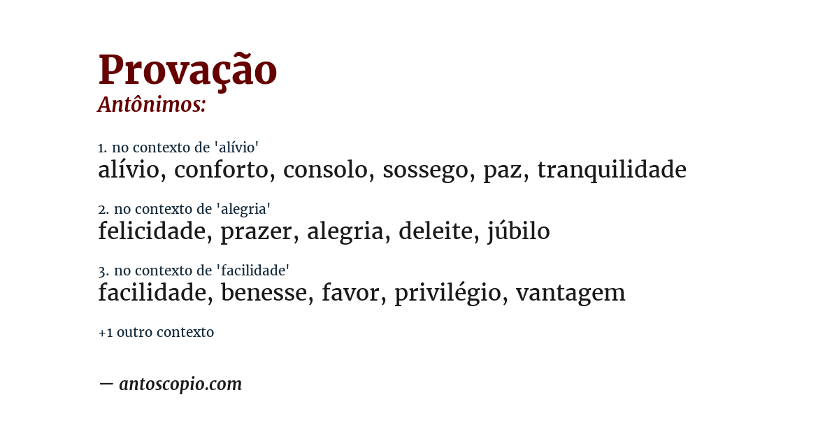 Antônimo de provação