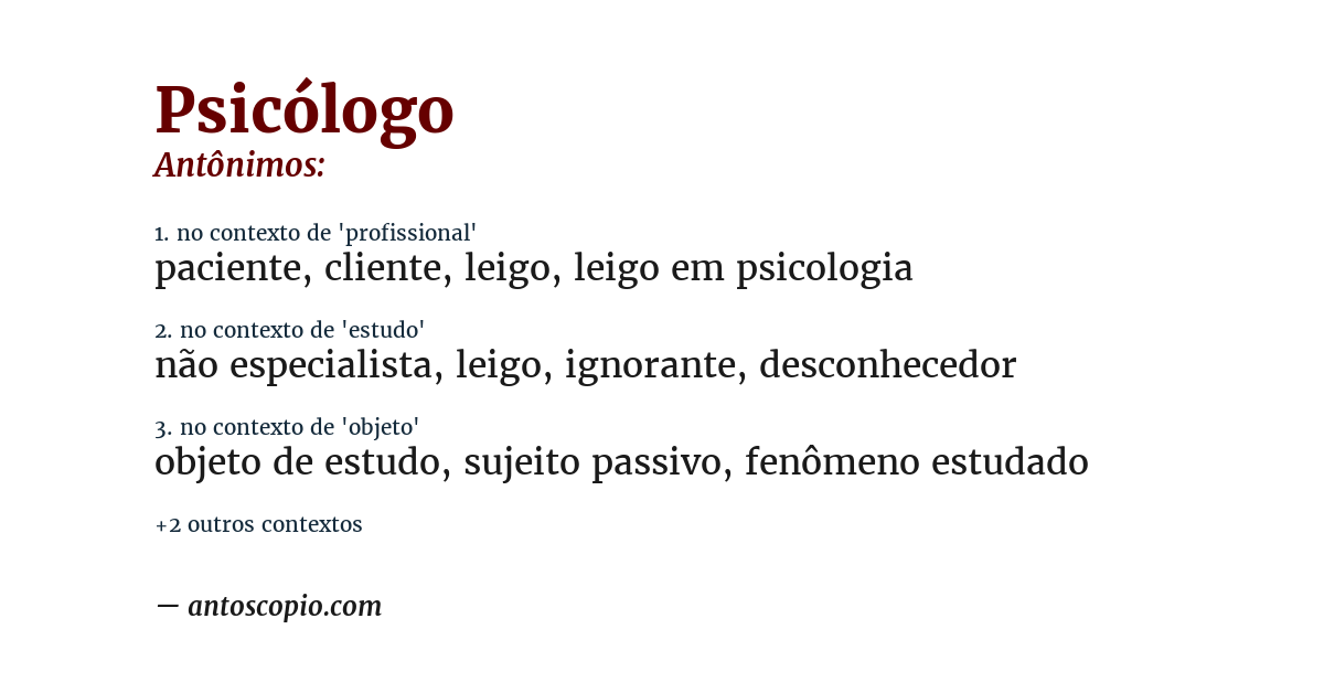 Antônimo de psicólogo